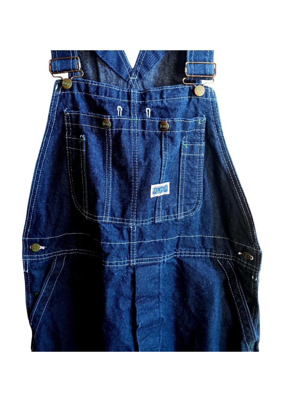 Vintage Big Smith Denim Overalls 38x31 1980's USA Buttonfly Dark Wash Farmer